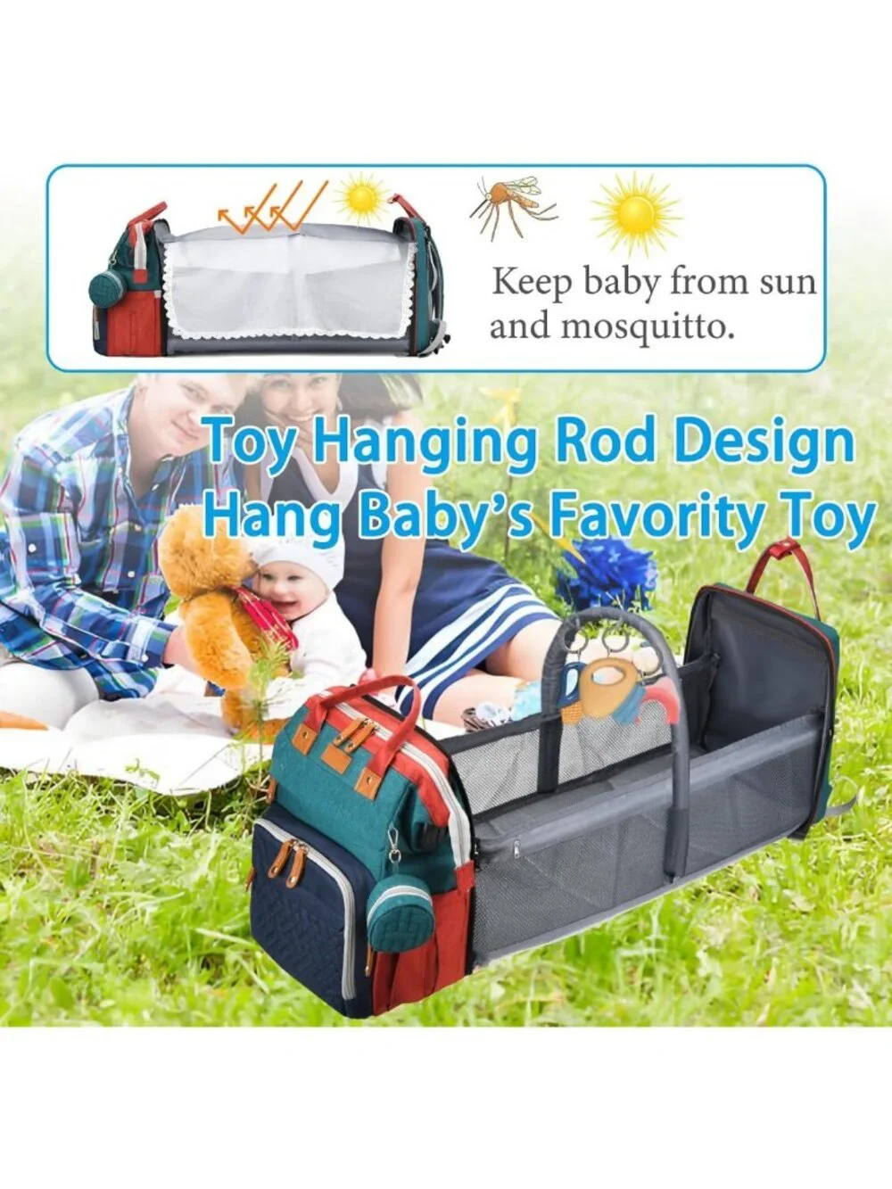Stylish Waterproof Baby Diaper Bag Backpack with Changing Station & USB Port